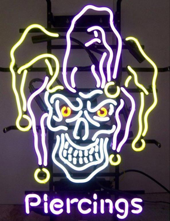 Jester Skull Piercings Neon Sign